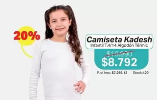 Camiseta Kadesh Infantil T.4/14 Algodón Térmic