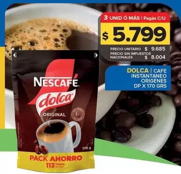 Nescafé - DOLCA CAFE INSTANTANEO ORIGINAL DP X 170 GRS