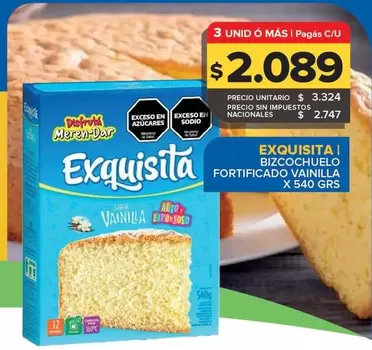 Exquisita - Bizcochuelo Fortificado Vainilla