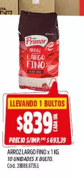 Primor - ARROZ LARGO FINO x 1 KG
