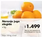 X$ - Naranja jugo elegida