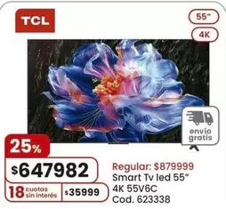 TCL - Smart Tv led 55" 4K 55V6C Cod. 623338