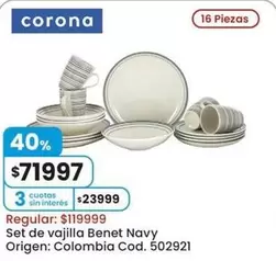 Corona - Set de vajilla Benet Navy Cod. 502921