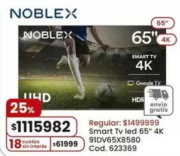 Noblex - Smart TV led 65" 4K 91DV65X8580