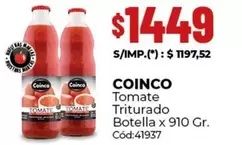 Coinco - Tomate Triturado Botella x 910 Gr. Cód:41937