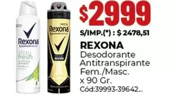 Rexona - Desodorante Antitranspirante Fem./Masc. Cód:39993-39642