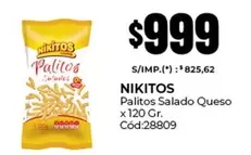 Nikitos - Palitos Salado Queso x 120 Gr. Cód:28809