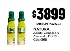 Natura - Aceite Girasol en Aerosol x 120 Ml. Cód:4981