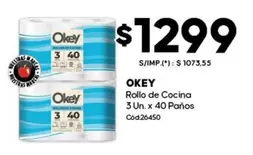 Okey - Rollo de Cocina 3 Un. x 40 Paños