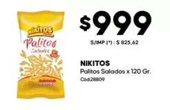 Nikitos - Palitos Salados x 120 Gr. Cod28809
