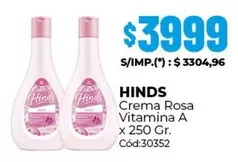 Hinds - Crema Rosa Vitamina A x 250 Gr. Cód:30352