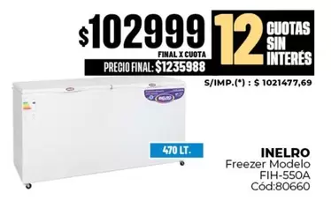 Inelro - Freezer Modelo FIH-550A Cód:80660