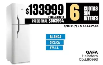 Gafa - Heladera C
uevoacute;dica:80993