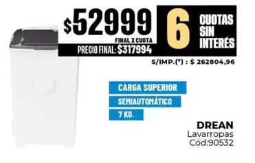 Drean - Lavarropas Cód:90532