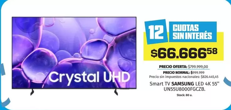 Samsung - Smart TV SAMSUNG LED 4K 55" UN55U8000FGCZB