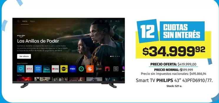 Philips - Smart TV 43" 43PFD6910/77