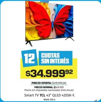 TCL - Smart TV 43" QLED 43S5K-F.