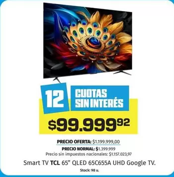 TCL - Smart TV 65" QLED 65C655A UHD Google TV
