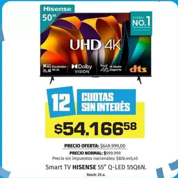 Hisense - Smart TV UHD 4K 55" Q-LED