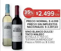 Estancia Mendoza - VINO BLANCO DULCE/ TINTO MALBEC