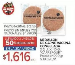 Carrefour - Medallón de carne vacuna congelada