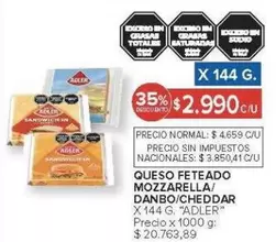 Adler - QUESO FETEADO MOZZARELLA/DANBO/CHEDDAR