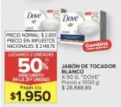 Dove - JABON DE TOCADOR BLANCO