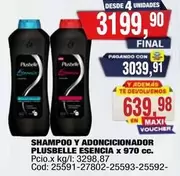 Plusbelle - SHAMPOO Y ADONCISIONADOR PLUSBELLE ESENCIA x 970 cc. Cod: 25591-27802-25593-25592-