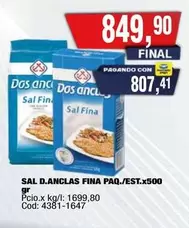 Dos Anclas - SAL D.ANCLAS FINA PAQ./EST.x500 GR