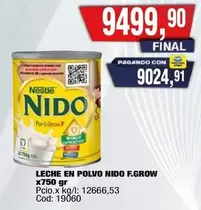 Nido - LECHE EN POLVO NIDO F.GROW x750 gr Cod: 19060