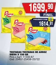 Riera - TOSTADAS DE ARROZ X 150 GR