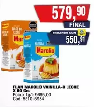 Marolio - FLAN MAROLIO VAINILLA-D LECHE X 60 Grs Cod: 5510-5934