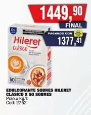 Hileret - EDULCORANTE SOBRES CLASICO X 50 SOBRES