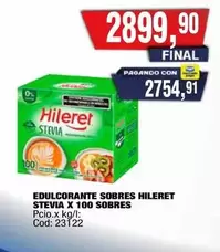 Hileret - EDULCORANTE SOBRES STEVIA X 100 SOBRES