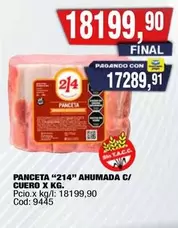 214 - PANCETA "" AHUMADA C/ CUERO X KG.