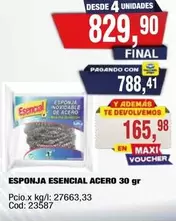 Esencial - ESPONJA ESENCIAL ACERO 30 GR
