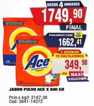 Ace - JABON POLVO ACE X 800 GR