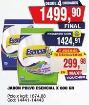 Esencial - JABON POLVO ESENCIAL X 800 GR