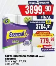 Esencial - PAPEL HIGIENICO max 6x80mts