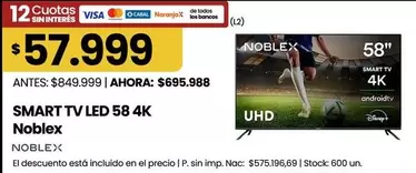 Noblex - SMART TV LED 58 4K
