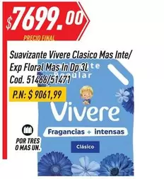 Vivere - Suavizante Vivante Clasico Mas Inte/Exp Floral Mas In Dp 3L