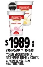X$ - Yogur Yogursimo La Serenisima Firme