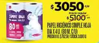 Dia - PAPEL HIGI
ENICO SIMPLE HOJA DIA X 4 U. (80 M. C/U)