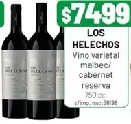 Los Helechos - Vino varietal malbec/cabernet reserva 750 cc.