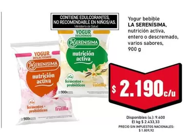 La Serenísima - Yogur bebible