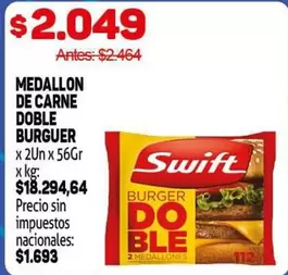 Swift - MEDALLON DE CARNE DOBLE BURGUER