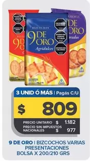 9 de oro - BIZCOCHOS VARIAS PRESENTACIONES