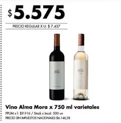 Alma Mora - Vino  x 750 ml varietales