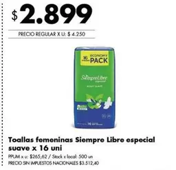 Siempre Libre - Toallas femeninas especial suave