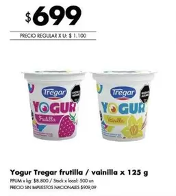 Tregar - Yogur frutilla / vainilla x 125 g